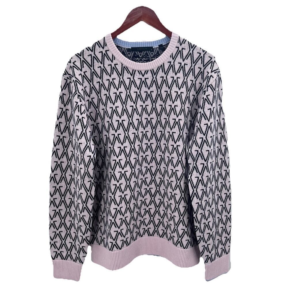 Greyson Pink Black Golf Club Wool Cashmere Golf Sweater Mens Large